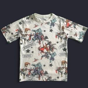 Kids Marvel Avengers graphic t shirt, EUC, size S (10), cream with comic images
